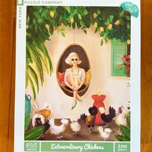 New York Puzzle Company Janet Hill Studio "Extraordinary Chickens" 500pc